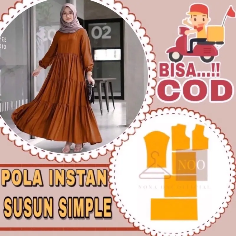 BISA COD - Pola Baju Instan Gamis susun Simple Busui - pola jiplak - pola jahit gamis
