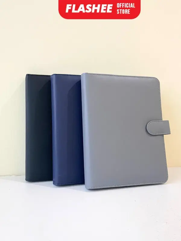 Flashee Binder Kulit Polos Eksklusif A5 20 Ring Buku Agenda Levi A5 Organizer Kulit Sintetis Cover Paper Stationery Multifungsi 4