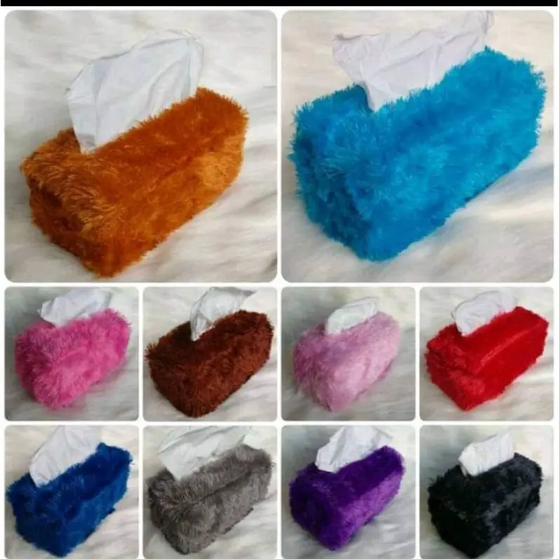 sarung tisu cover tisu Tempat Tisu Tissue Kain Bulu Rasfur murah polos