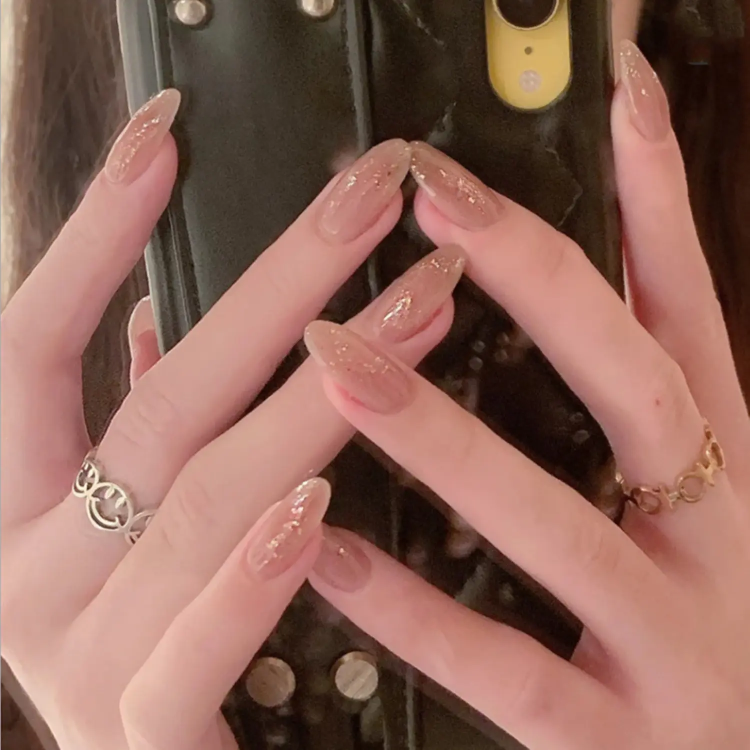COD Kuku Palsu nail art aesthetic dan lem wisuda 24pcs Sea Pearl tangan tempel A065 Polish Cat