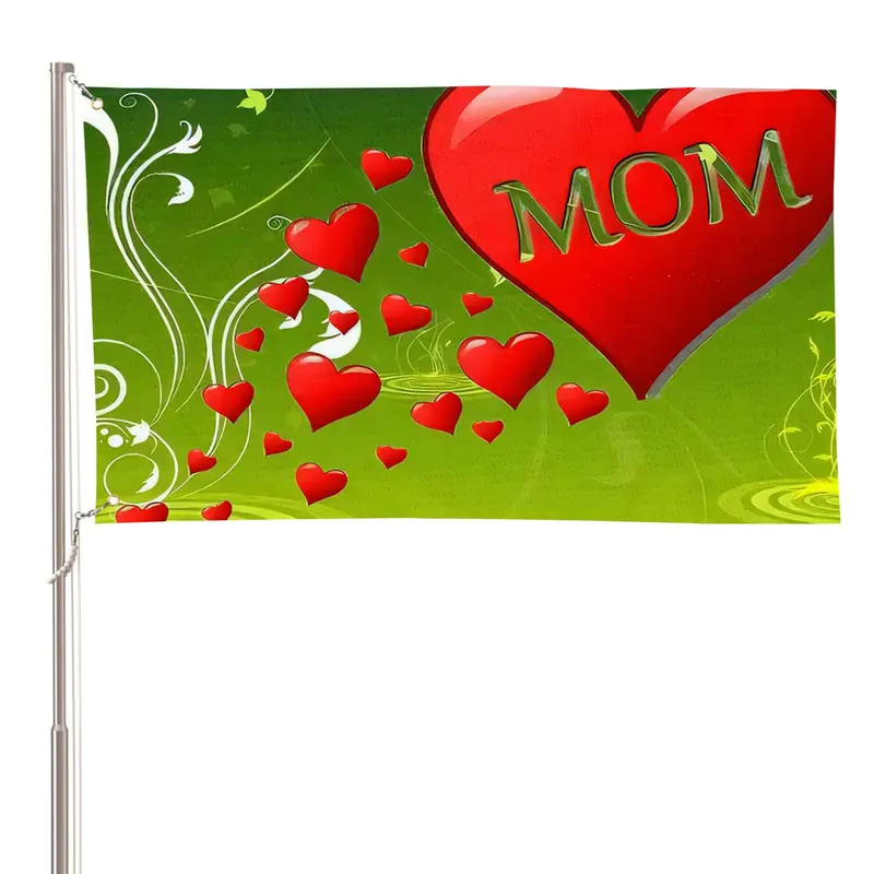 Heartfelt Pattern Outdoor Banner, 3x5 Ft Mom Flag, Perfect for Mother's Day Celebrations, Seasonal Events, and Home Decor 5