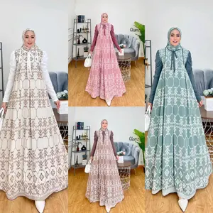 AYRA 1 GLZ / Setelan Gamis Kerudung Persegi / Set gamis Hijab Persegi Ori GLAMZ  Dress Wanita Muslim Maxi Pesta Syari Ceruty Hitam Lebaran