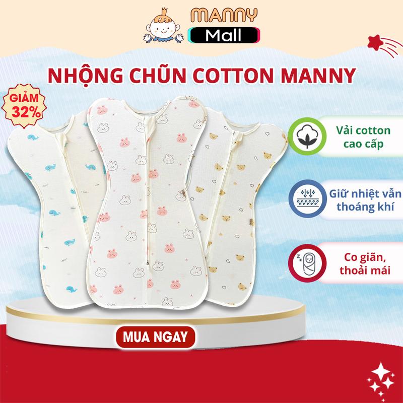 Nhộng Chũn Manny Chất Liệu Cotton Cao Cấp Mềm Mại, Co Giãn,Thoáng Khí Cho Bé Kem