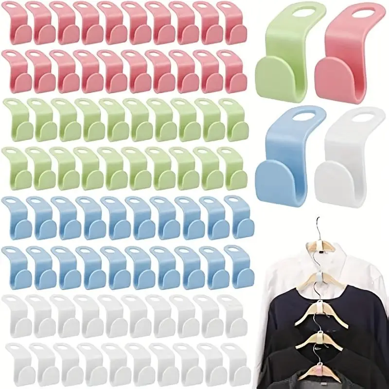 Colorful Clothes Hanger, 10/50/100pcs Space Saving Clothes Hanger, Clothes Hanger Connector, Clothes Organizer for Home, Home Organizer