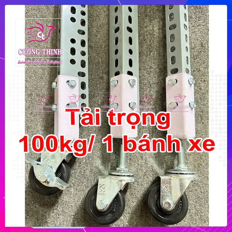 Bánh xe đẩy, lắp kệ sắt, kệ v lỗ, kệ sắt đa năng 2