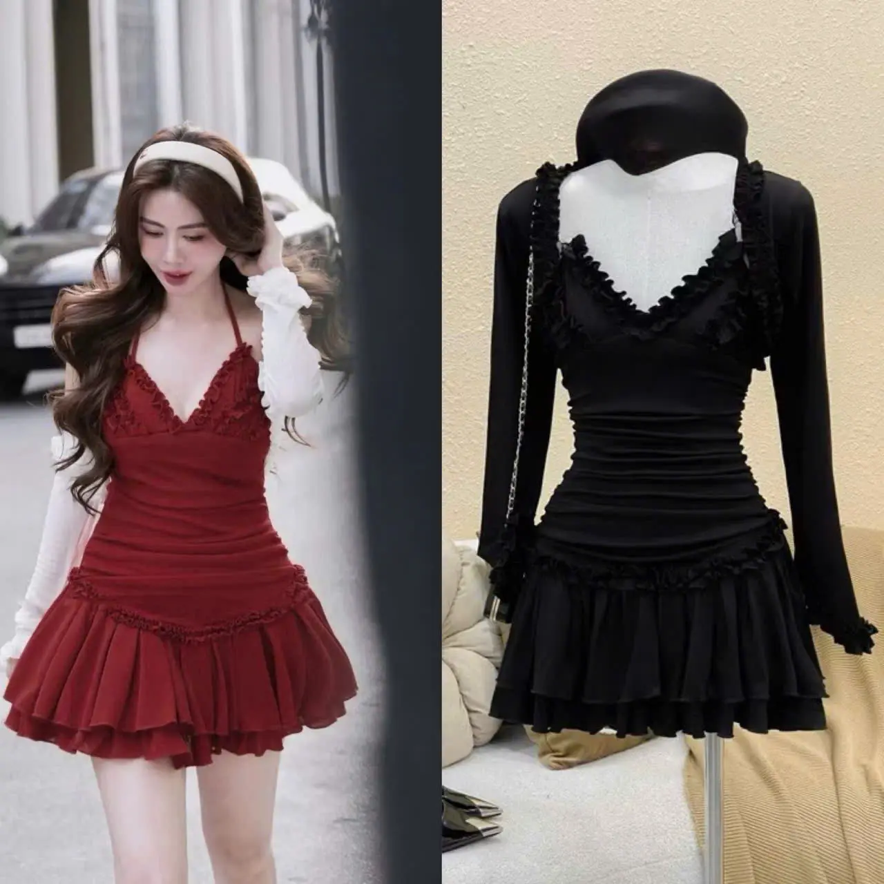 SYX17 Sét Đầm Yếm Kèm Khoát Bigsize Kim Ngân 50Kg Đến 100kg S/M/L/XL/XXL