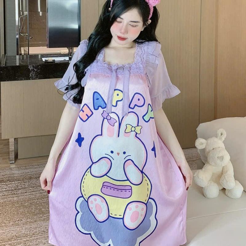 Product Introduction of Đầm Ngủ váy mặc nhà Nữ tiểu thư xinh đẹp chất lụa xước phom từ 40-62kg Dress Women Váy Ngủ 2