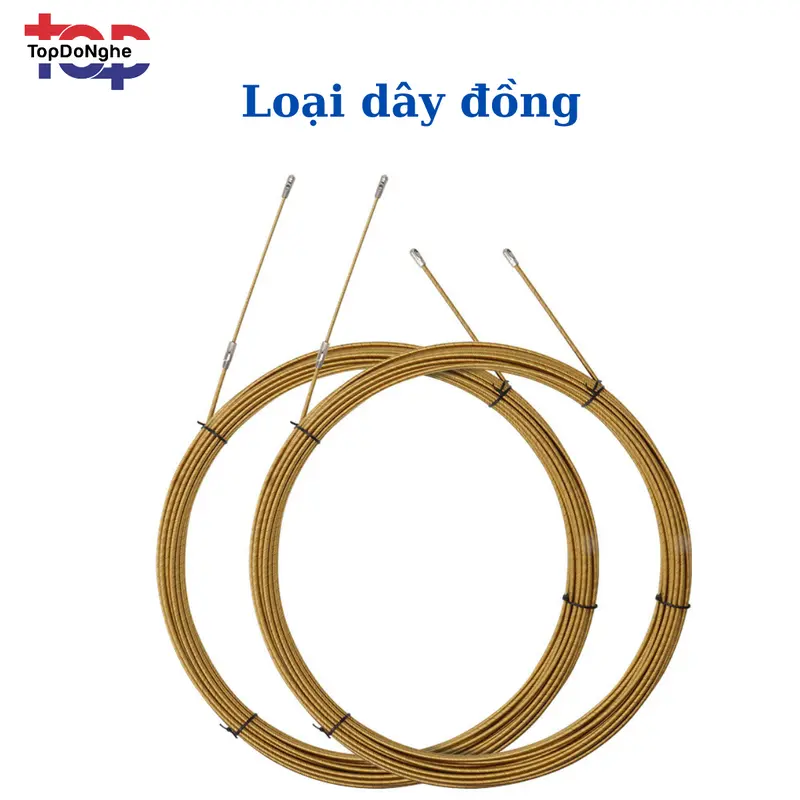 Dây mồi luồn cáp dây điện màu đồng đầu có bánh xe luồn ruột gà, ống ghen 5M, 10M,15M,20M,25M 6