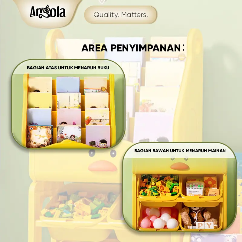 Angola Shop Rak Buku Anak Model Bebek 4 Tingkat C01/C02 Baby Duck Bookshelf Rack/Tempat Penyimpanan Buku dan Laci Mainan Anak Lemari Snack 8