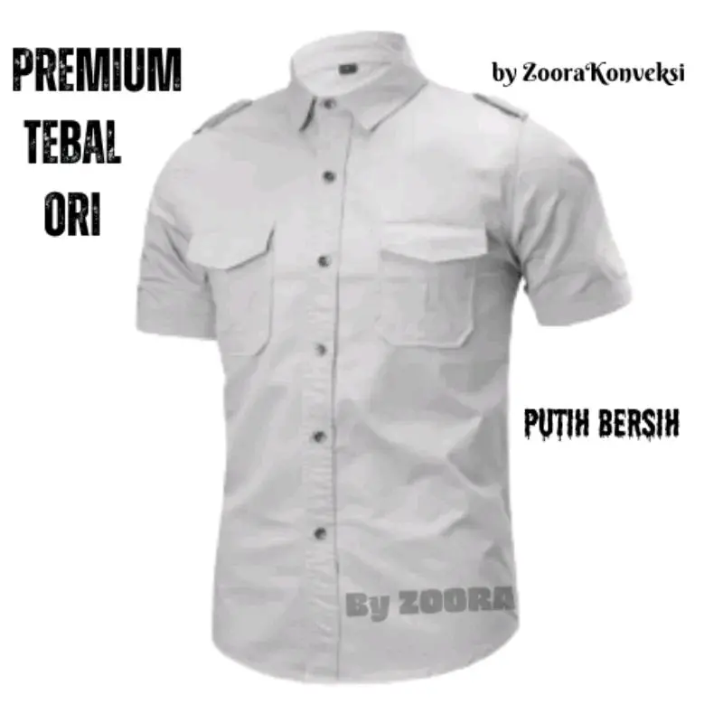 [PROMO] Kemeja Casual Pria Polos Lengan Pendek Slimfit Tactical Premium Original Keren Tebal