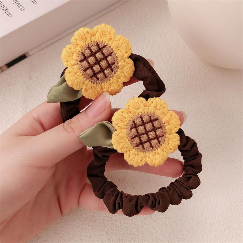 Product Introduction of Sunflower Hair Band Fresh Cute Hair Rope 1