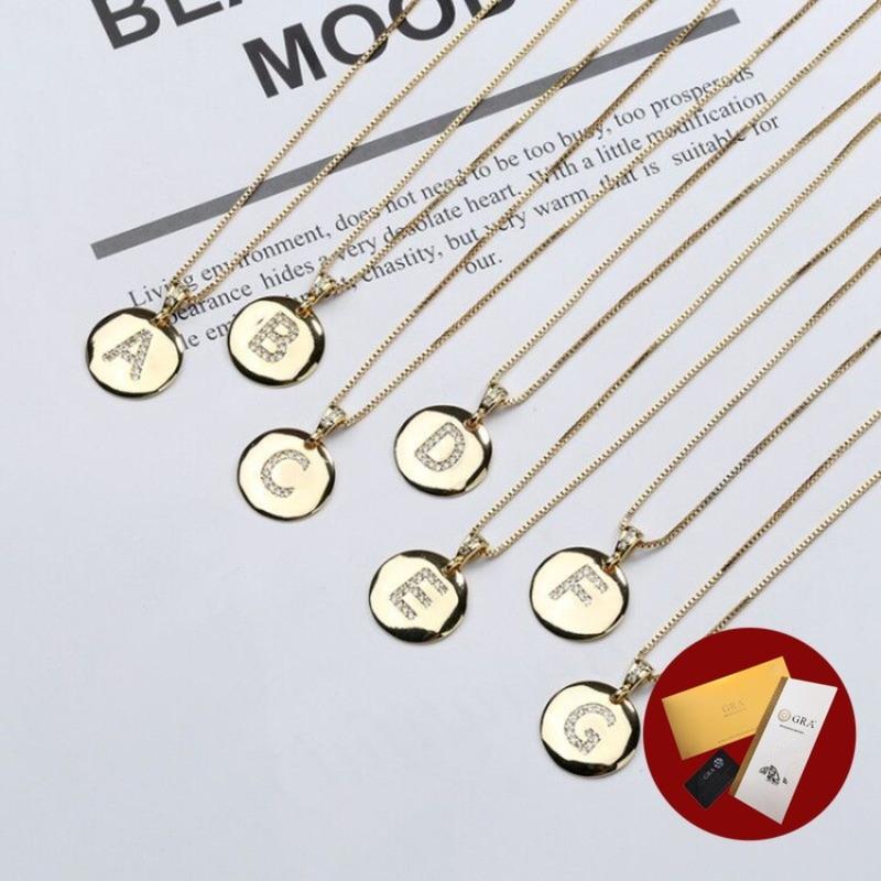 Product Introduction of (With Gra Certificate)18K Gold 26 Letter Necklace Fashion Moissanite White Diamond Pendant Fine Jewelry 16