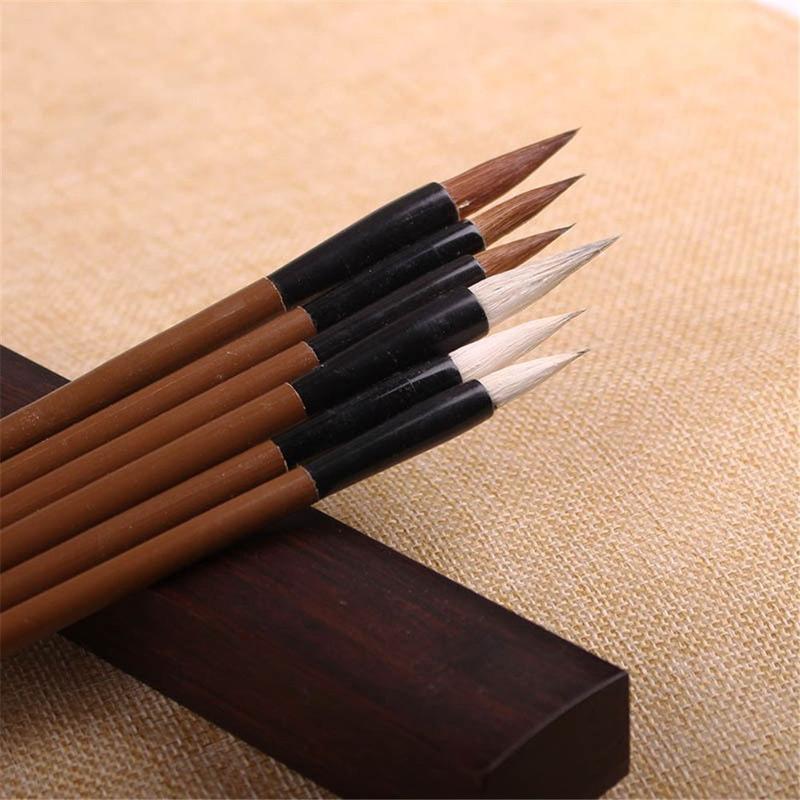 Bộ Cọ Viết Thư Pháp, 6 Cái, Cọ Viết Bằng Lông Sói Thư Pháp Trung Quốc Truyền Thống Bằng Tre, Thích Hợp Để Thực Hành Thư Pháp 2