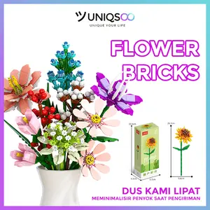 UNIQSOO DIY Mainan Block Bunga Buket Puzzle Bricks Susun Balok Flower Rangkaian Bunga Romantis WJ025