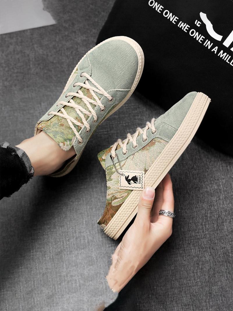 Product Introduction of Men's Patchwork Design Skateboarding Shoes, Sporty Comfortable Shoes for Daily Wear, Male All-match Round Toe Shoes for Daily Wear 5