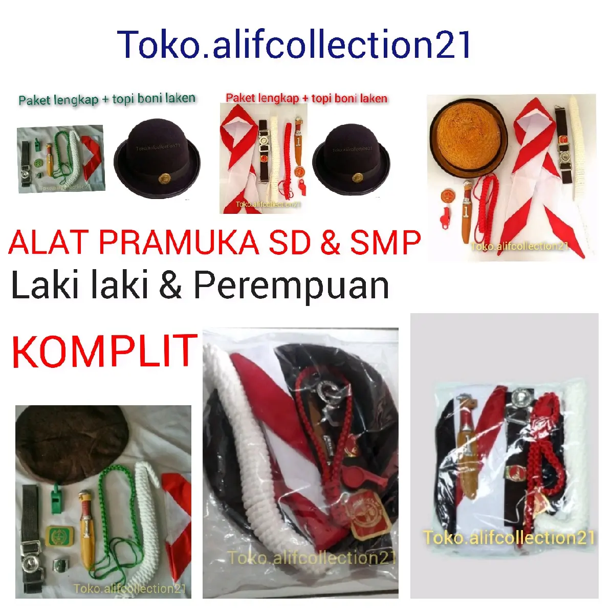 Pramuka lengkap  topi dasi gesper pluit sekolah sd dan smp