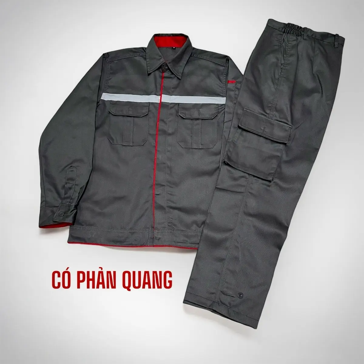 Bộ quần áo bảo hộ lao động nam dài tay Mã 28,Có dây phản quang,Vải kaki dày dặn.