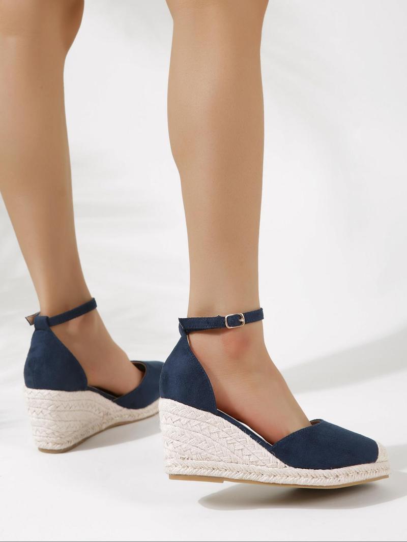 Product Introduction of Women's Fashionable Wedge Sandals, Casual Comfortable Espadrille Wedge Shoes for Daily Wear, Lightweight Breathable Shoes for Women & Girls, Summer 4