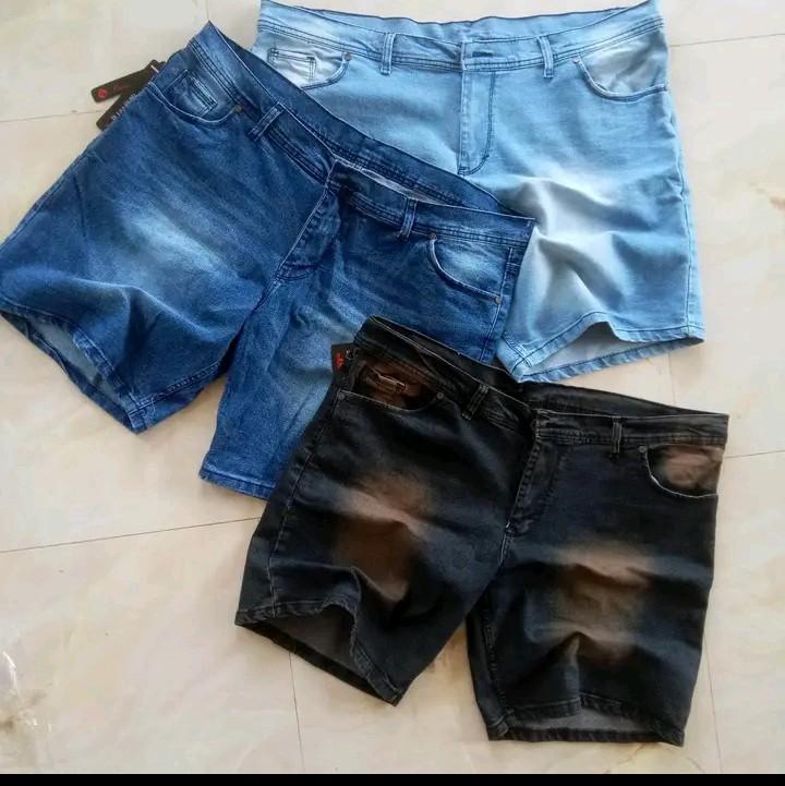 celana jeans pendek pria bahan stret/ melar ukuran extra super jumboretro Santai bigsize Shorts Pria Distro 4