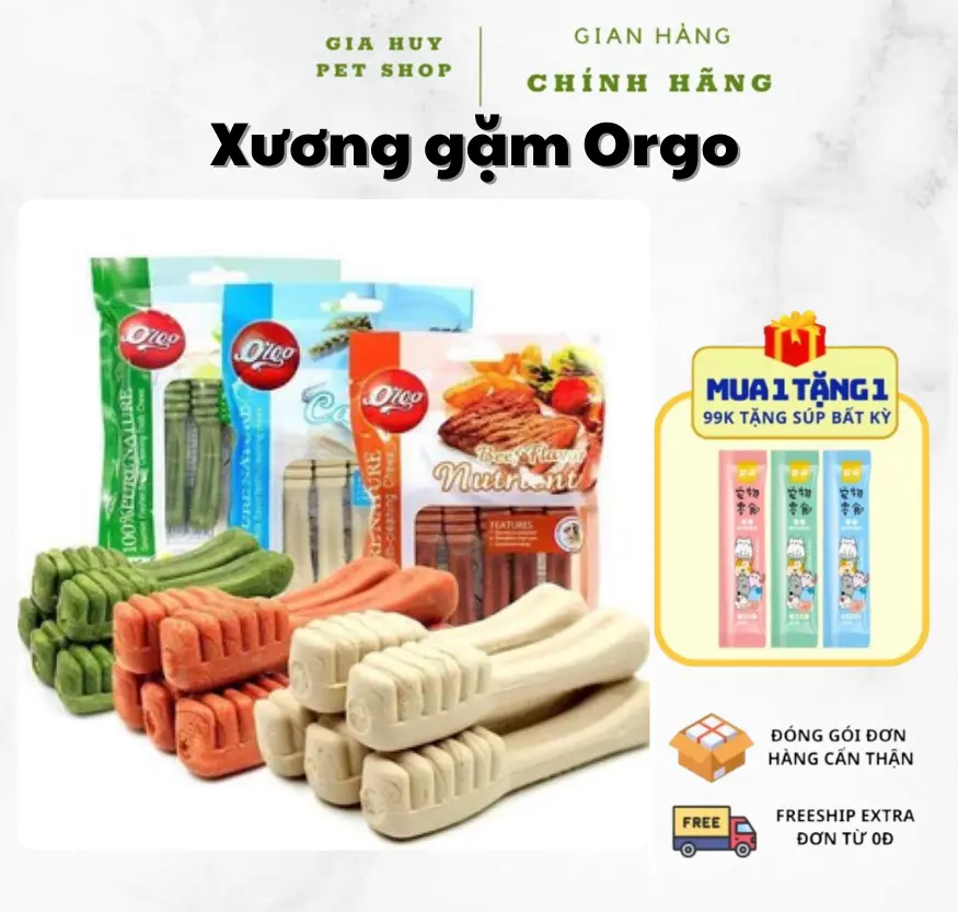 Xương gặm sạch răng thơm miệng orgo cho chó