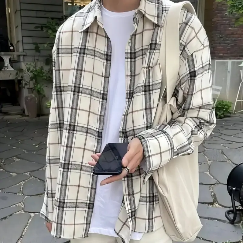 Kemeja Flanel Kotak-kotak Pria Wanita Flannel Lengan Panjang Bahan Semi Wol Premium Lembut 8