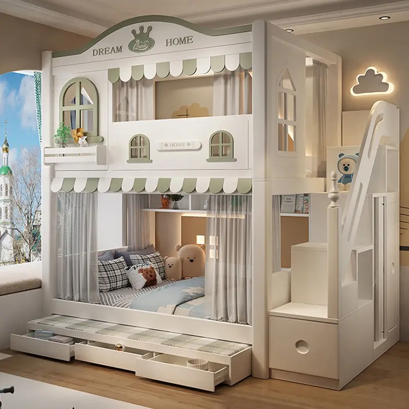 Double Decker Bed  Double Decker Bed Frame Bunk Bed Kids bunk bed  High And Low Beds Bunk Bed For Kids children bunk bed kids bed frame Storage bed Frame