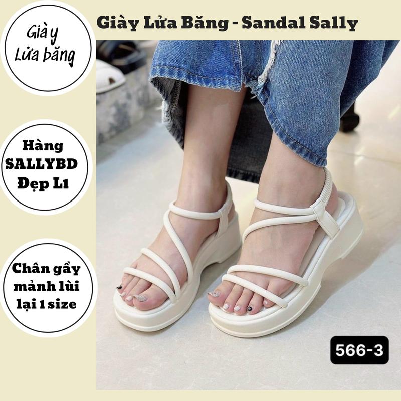   Quảng châu Cao cấp  Sandal Nữ Đế Cao 5 Phân Quai Ngang  Dây Quai phồng tròn 566-3 Loại 1 Sally đẹp  QC cao cấp  quai phồng đế êm lên form đẹp chắc chắn chân bề ngang chân mảnh khách lùi 1 size  DéP Quai Hậu 