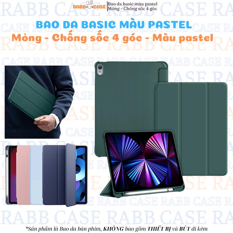 Bao da cơ bản basic dành cho ipad mini 4/5/6, Air,Gen5/6/7/8/9/10, Pro 11 inch có khay đựng bút, bảng màu pastel. Phụ Kiện Ốp dành cho iPad Case