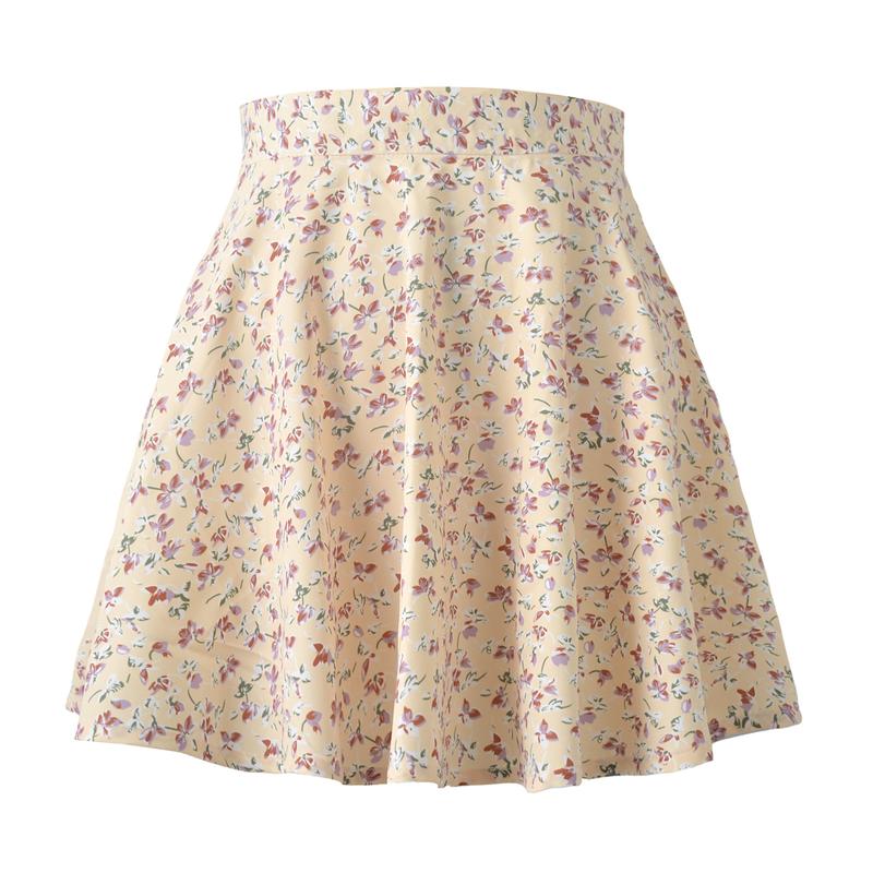 [LS] Floral Skirt Chiffon Printed Umbrella Skirt Fresh Invisible Zipper Skirt Lady Fashion Basic New Hot Sale Womenwear Minimalist Model 6644 7