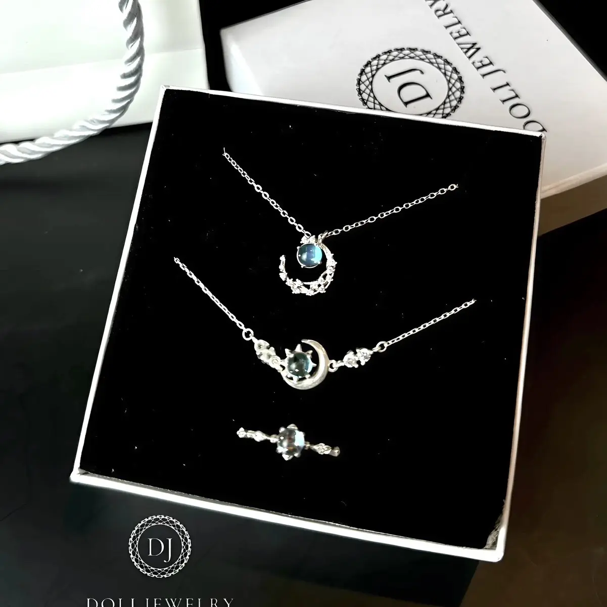 Set trang sức đá moonstone đổi màu bạc Ý S925 - tặng túi, hộp DOLI JEWELRY S05