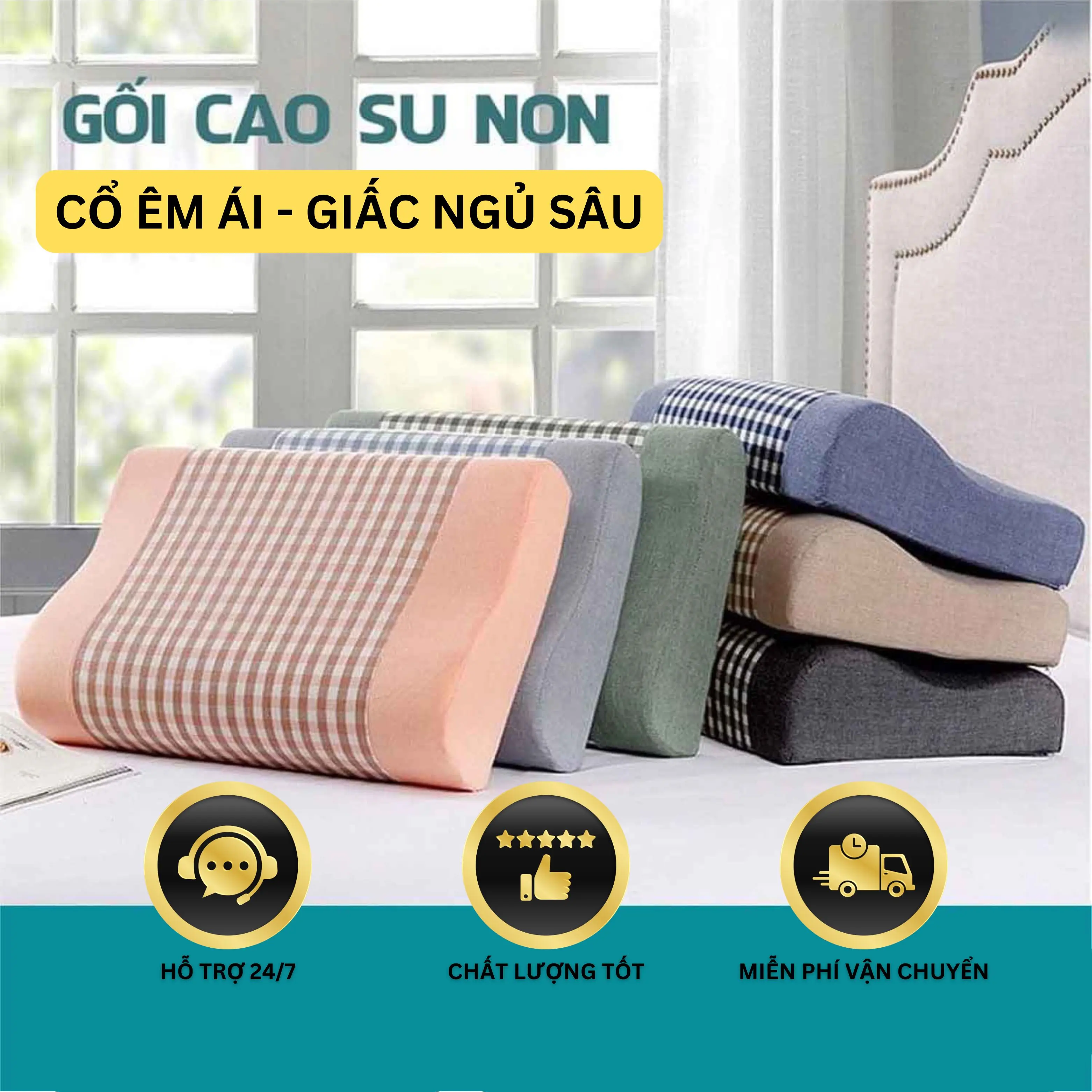 Gối Cao Su Non Chống Đau Mỏi Vai Gáy Mềm Mại Êm Ái Chống Ngáy - Cao Su Tự Nhiên ôm hồng chống vi khuẩn gối nằm & gối tựa