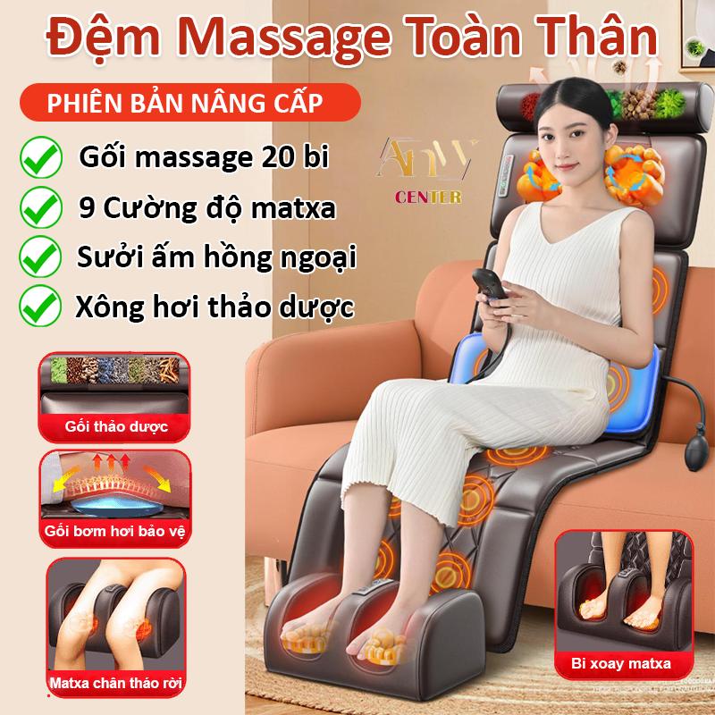 Đệm toàn thân 9 cường độ, Gối matxa 20 bi hồng ngoại đảo chiều, Nệm ghế matxa toàn thân đa điểm rung kết hợp xông hơi thảo dược tại nhà, Thảm matxa chân cho gia đình may massa n ệ m massage Nữ