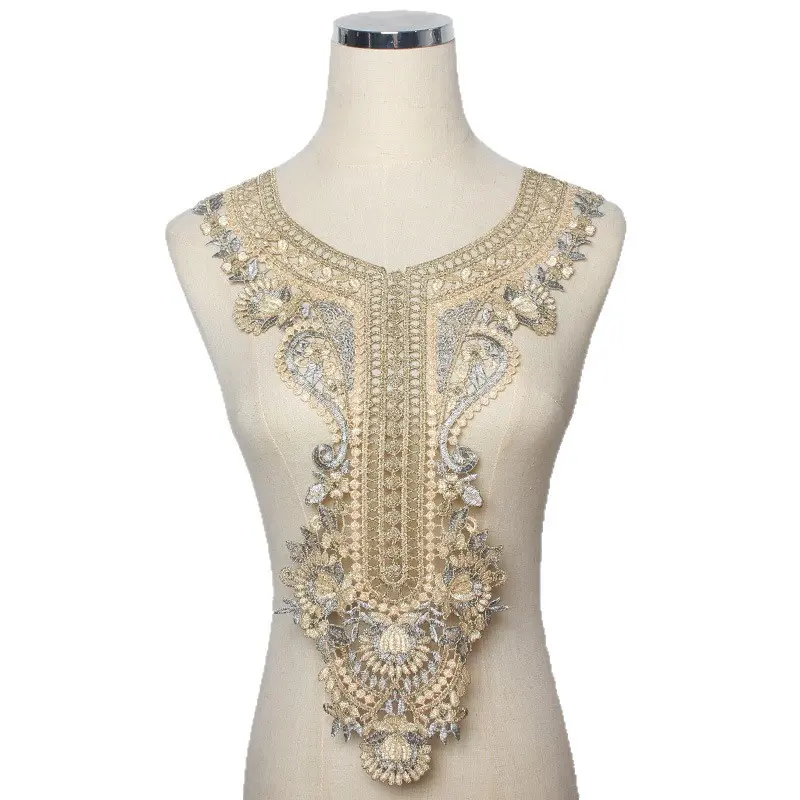 Gold Thread Embroidery Collar Flower Lace Sequin Decoration Bead Embroidery  Ethnic Style Lace Export Clothing Collar Lace Direct Sale - TikTok Shop  Philippines