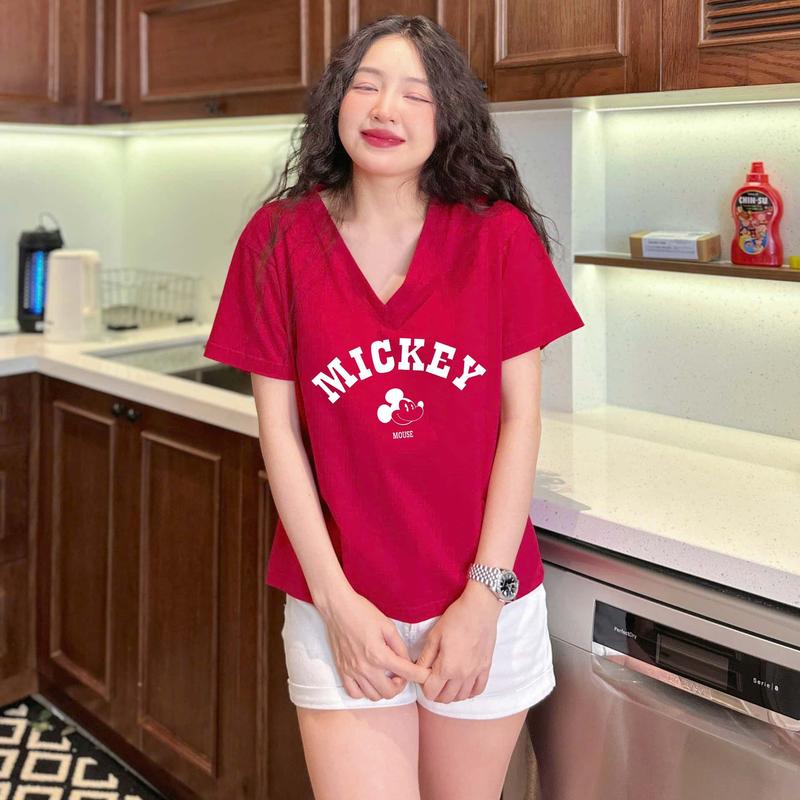 Áo phông Cổ tim Baby Tee MICKEY VONG 2025 dành cho - Nữ - Women