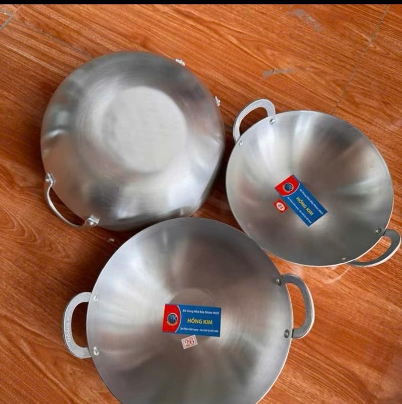 Bộ 3 Cái Chảo Nhôm Bóng Size 24cm 26cm 28cm Chảo Nhôm Lòng Sâu Quay Tán Đinh 8