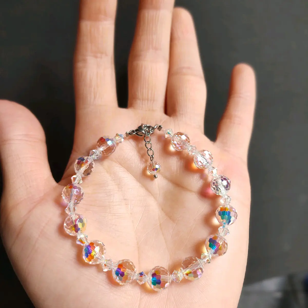 Vòng tay pha lê Swarovki Áo hạt tròn giác nhuyễn 8ly