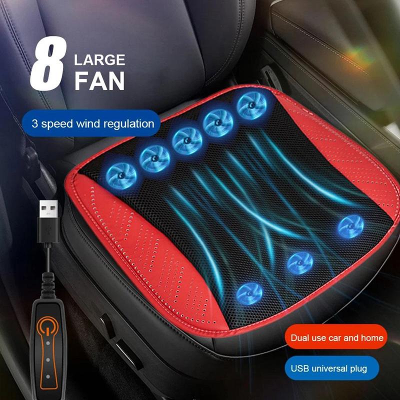 Product Introduction of Universal Car Seat Summer Cool Air Seat Cushion with USB Fan Fast Blowing Ventilation Seat Cooling Refrigerated Car Seat 24