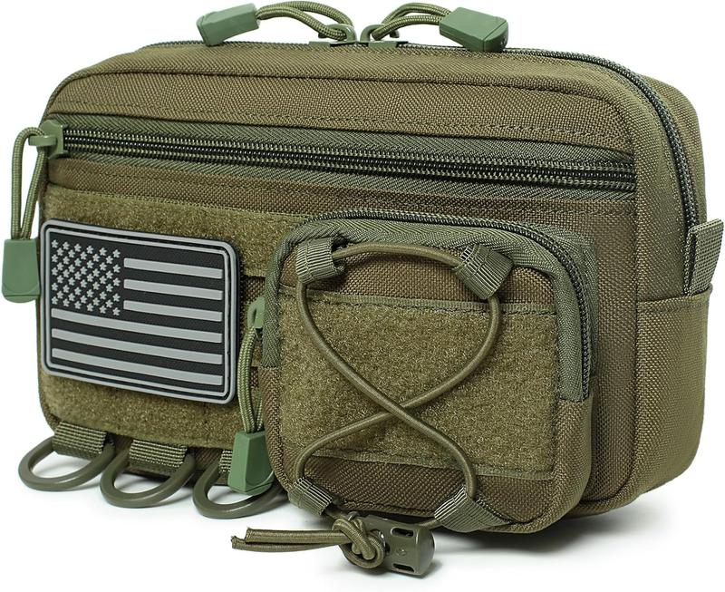 TikTok Shop Tactical Molle Horizontal Admin Pouch with Front Drawstring Pocket EMT Pouch EDC Utility Orgaznier Bag