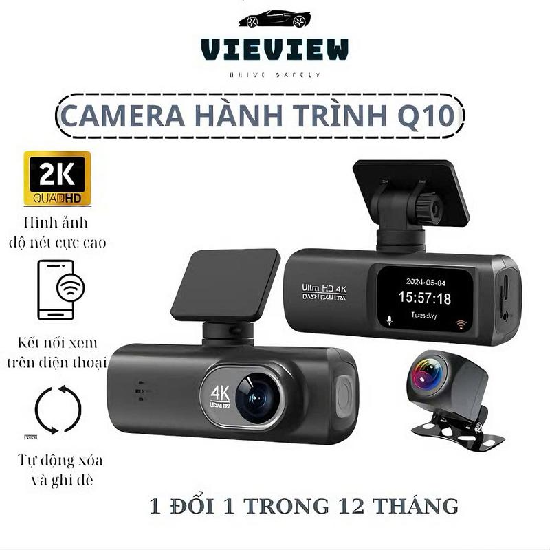 Camera Hành Trình Ô Tô Ghi Hình Siêu Nét Nhỏ Gọn VieView Q10, Quay 2 Chiều, Bảo Hành 12 Tháng