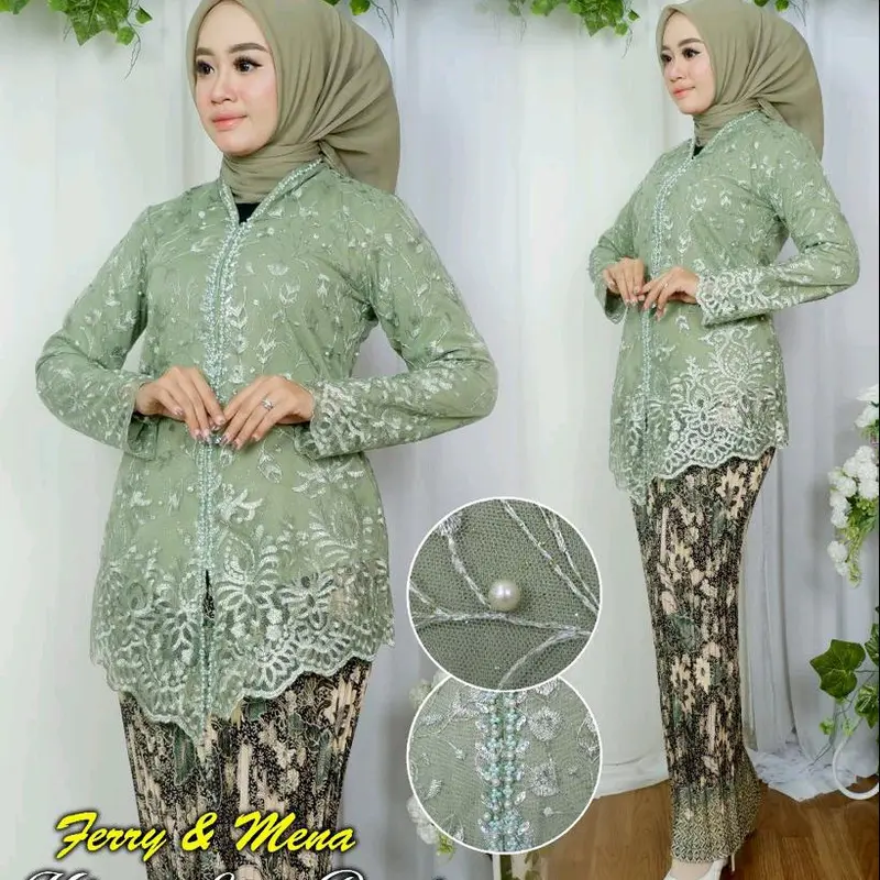Setelan Kebaya Wisuda | Kebaya Encim Payet Tile Mutiara | Kebaya Kondangan | Lamaran | Tunangan | Pager Ayu | Kebaya Sambut Besan | Kebaya Melayu | Kebaya Wanita | Kebaya Elegan 3