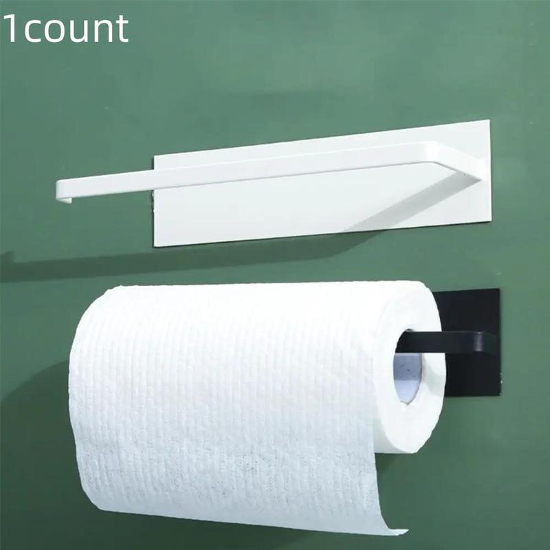 Product Introduction of Self-adhesive Tissue Storage Rack, 1 Count Wall Mounted Paper Towel Holder, Punch Free Storage Organizer for Bathroom Kitchen 4