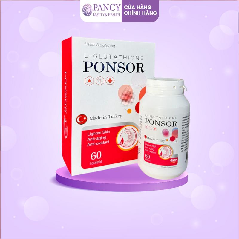Viên Ngậm Glutathione 500mg Ponsor - Hỗ Trợ Chăm Sóc Da Trắng Khỏe - Hộp 60 Viên Nhập Nhẩu Chính Hãng - PANCY