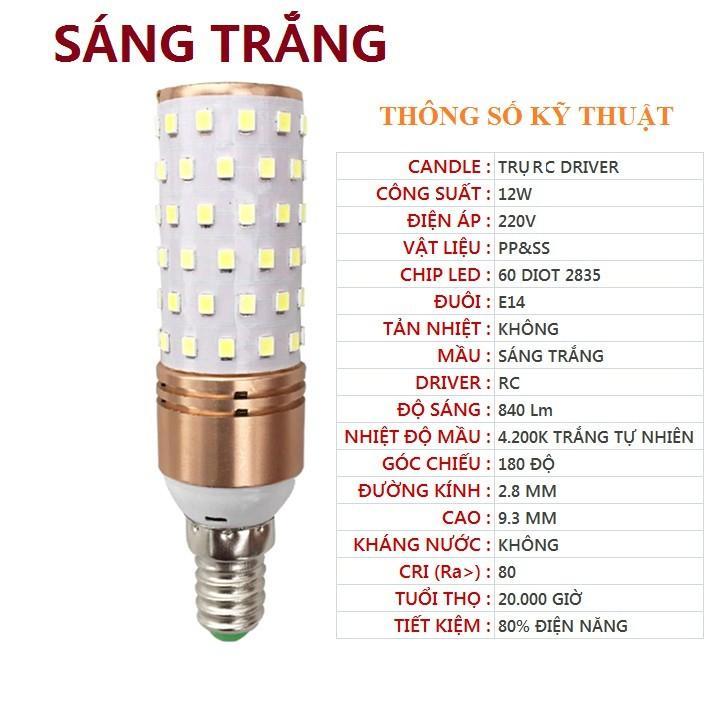  Bóng đèn LED bắp trụ tròn búp 5w,7w 9w 12w sáng trắng hoặc vàng Đuôi E14 hoặc E27 