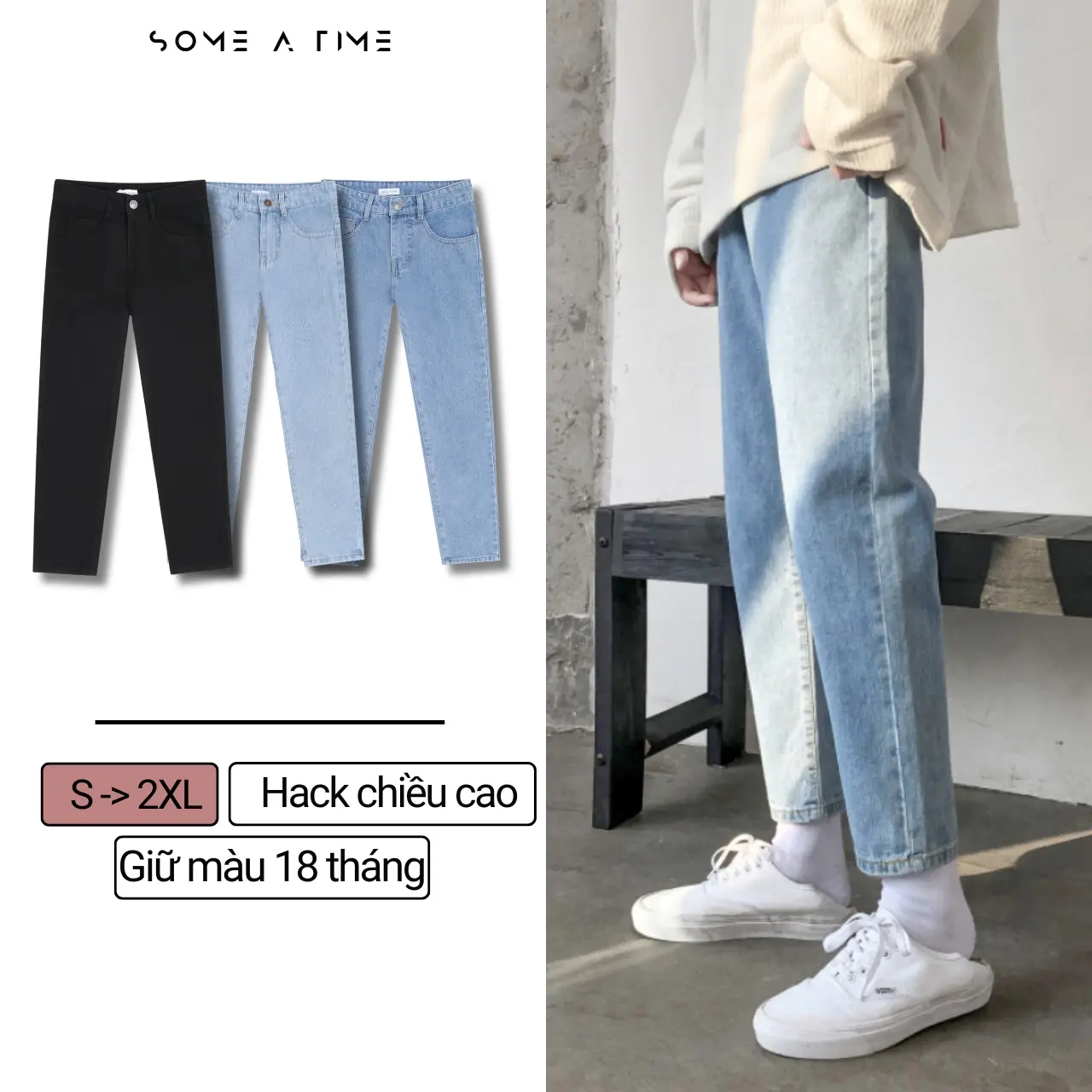Quần Jean Baggy Nam Rống Rộng Màu Xanh Nhạt Vải Co Giãn Unisex Hot 2022-B02