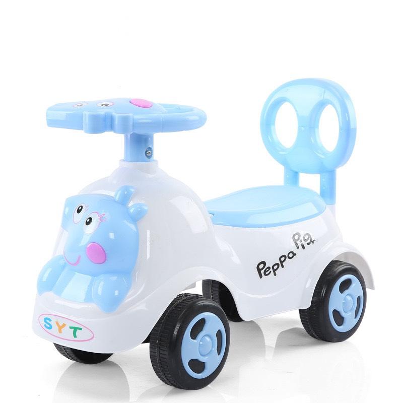Siêu rẻ Xe lắc chòi chân mặt Heo mặt Thỏ ngộ nghễnh cho bé có nhạc + thùng đồ + tựa lưng
