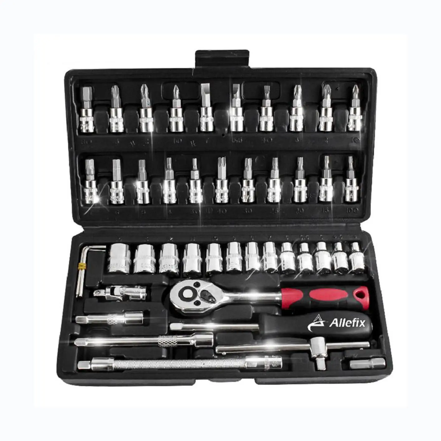 COD/HOT SALE Kunci SOK 46 PC Set Socket (1/4 ")  Full Lengkap Socket Tool Kit Pas Ring L Motor Mobil