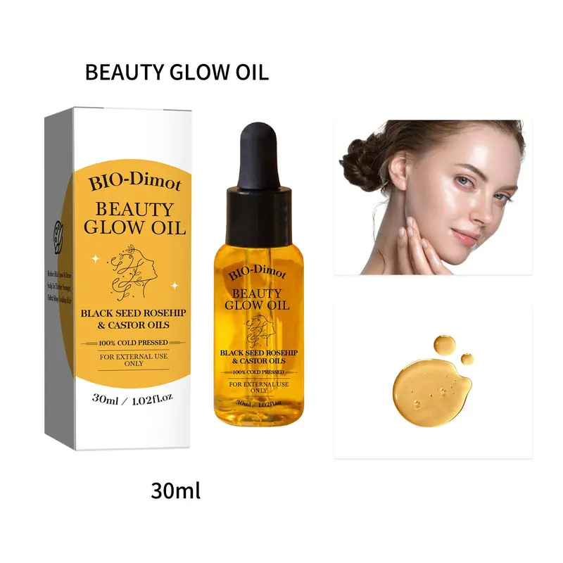 Black Seed Oil & Rosehip Oil & Castor Oil, Organic Cold Pressed Facial Moisturizer Serum, Natural Skincare Fortifying Hydrates Skin Moisturizing Beauty Glow Oil 4