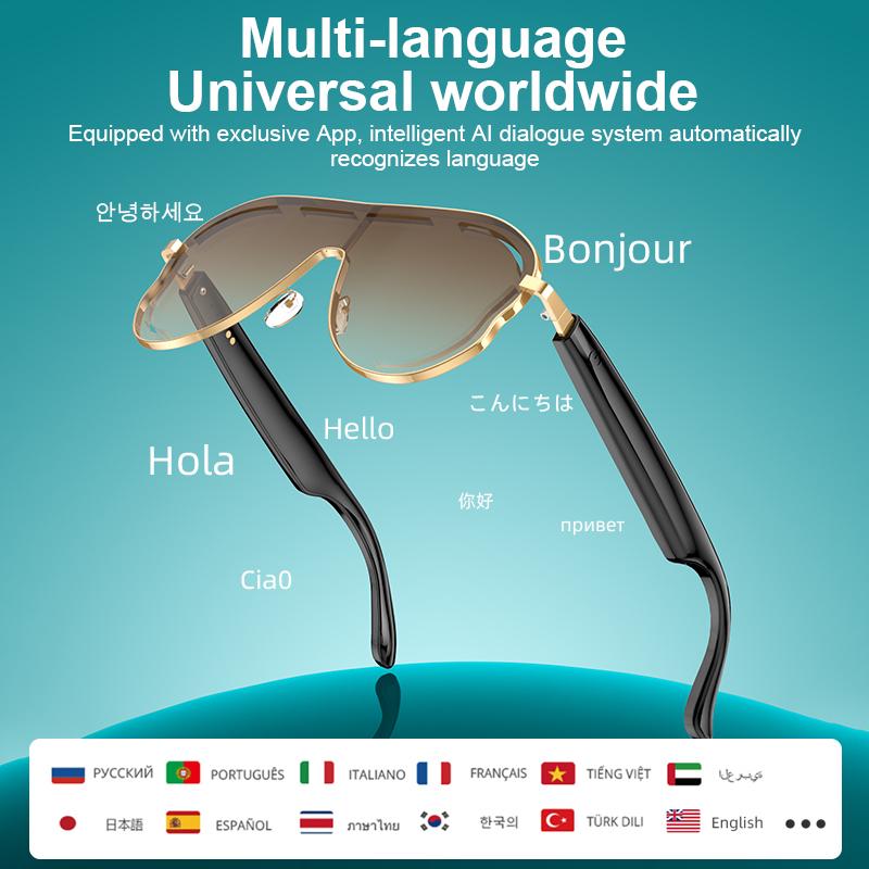 AI Translation Smart Bluetooth Glasses Call Music Headset Glasses Metal Frame Gradient Color Sport Sunglasses For Men Women - Image 4