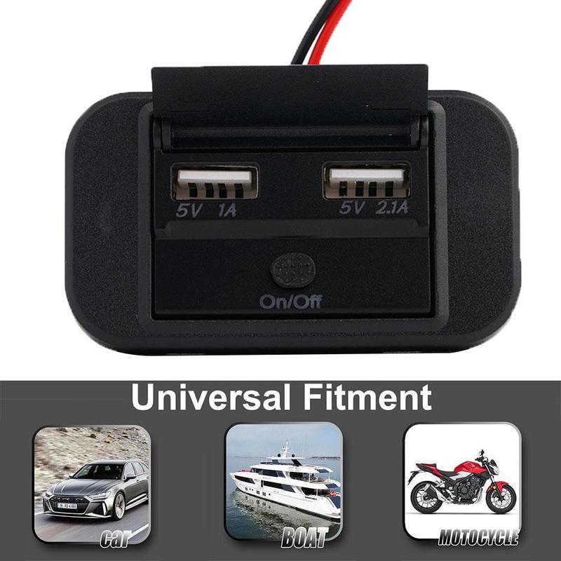 Product Introduction of Quick Charge PD Type C Dual USB Ports Car Bus Charger Socket Adapter 12V/24V USB Power Panel F7C2 61