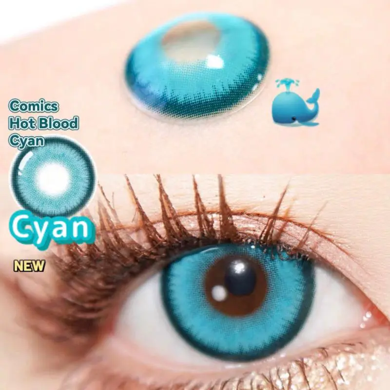 Kính Áp Tròng Màu Hóa Trang, Màu Xanh Lam Hotblood, Học Sinh, 14.2mm, 1 Cặp, [Thanh Toán Khi Nhận Hàng]